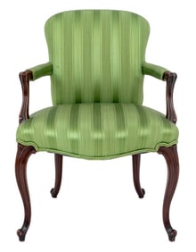 George III Green Satin Covered Mahogany Armchair