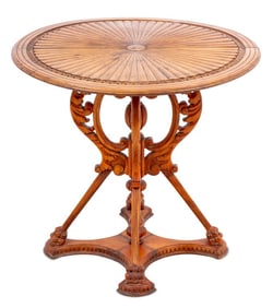 Empire Style Walnut Lamp Table
