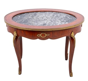 Louis XV Style Kingwood and Marble Oval Low Table
