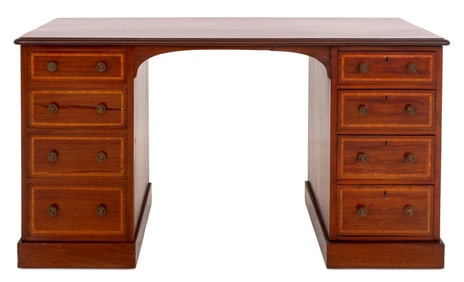 Federal Style Mahogany Twin Pedestal Desk