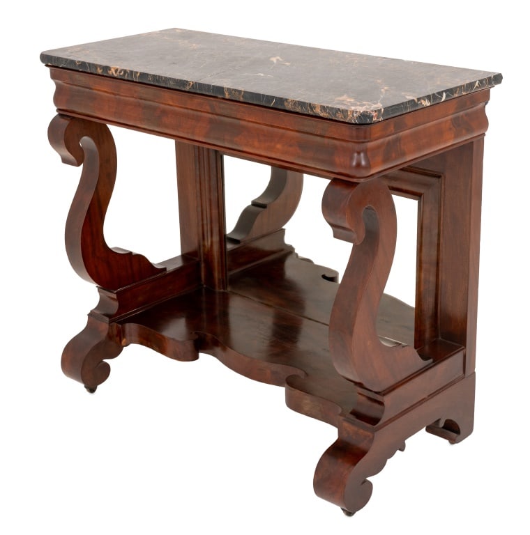 American Classical Marble Top Mahogany Console (1 of 5)
