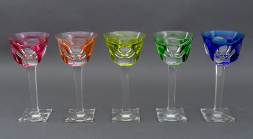 Moser Cut to Clear Glass Champagne Coupes, 5