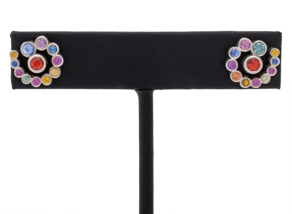 18K White Gold Multicolored Gemstone Earrings (1 of 5)