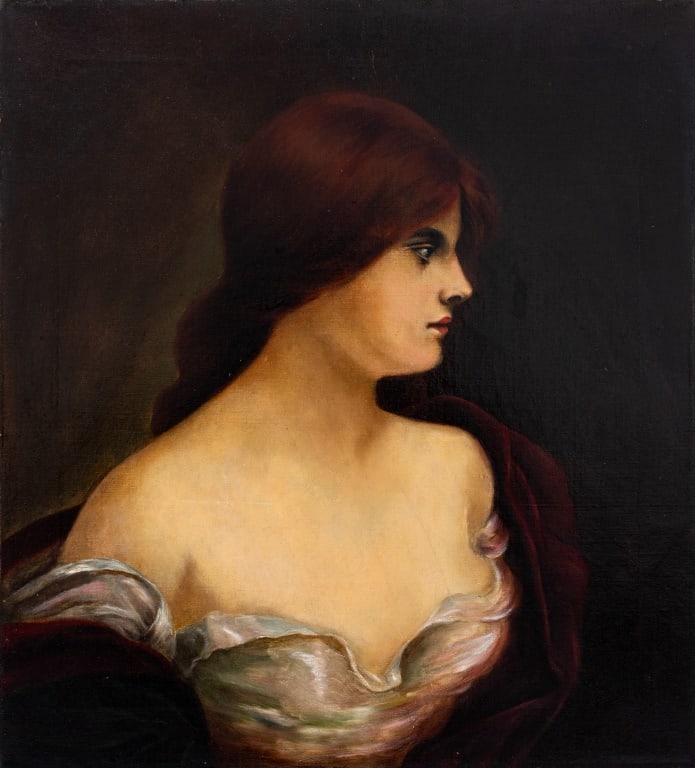 After Jean-Jacques Henner Portrait Oil on Canvas (1 of 6)