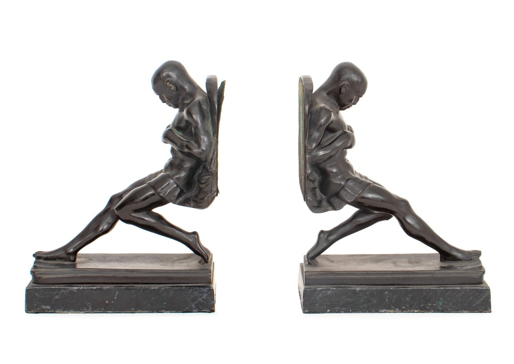 Art Deco Style Patinated Metal Figural Bookends, 2 (1 of 5)