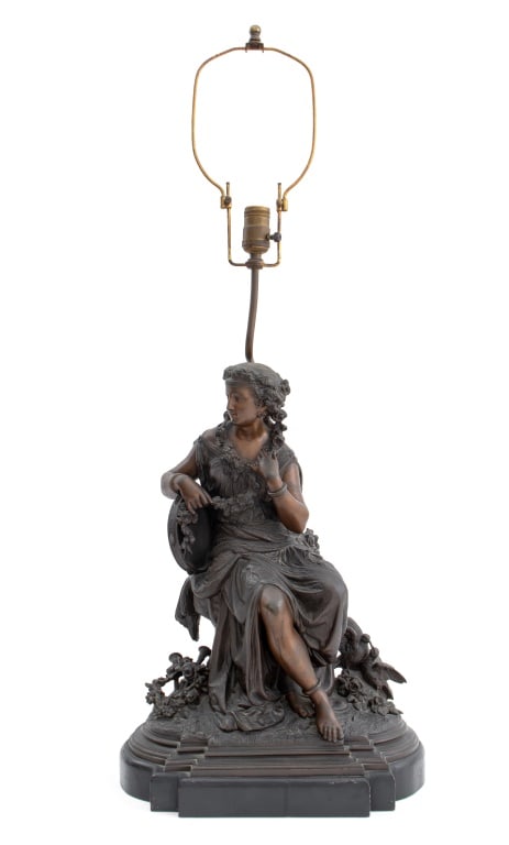French Patinated Metal Figural Lamp (1 of 6)