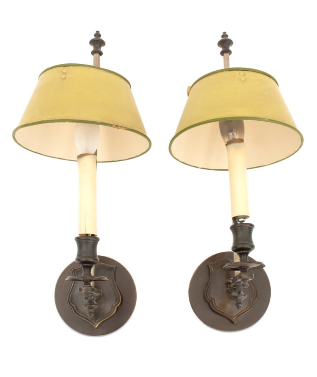 Victorian Style Round Brass Wall Sconces, Pair (1 of 5)