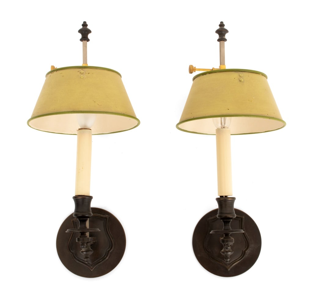 Victorian Style Round Brass Wall Sconces, Pair (1 of 5)