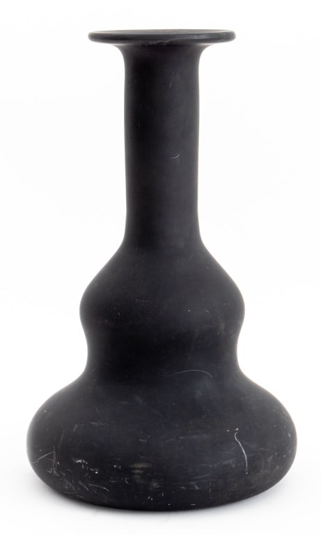 Frosted Black Glass Double Gourd Form Vase (1 of 5)