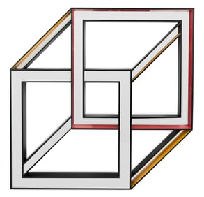 Ehud Shafrir Mirrored Cube Wall Sculpture & Model