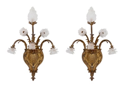 Louis XV Style Patinated Bronze 6-Arm Appliques, 2