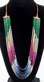 Multi-Colored Gemstone Rondelle Necklace