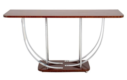 Donald Deskey Attr. Mahogany & Chrome Console
