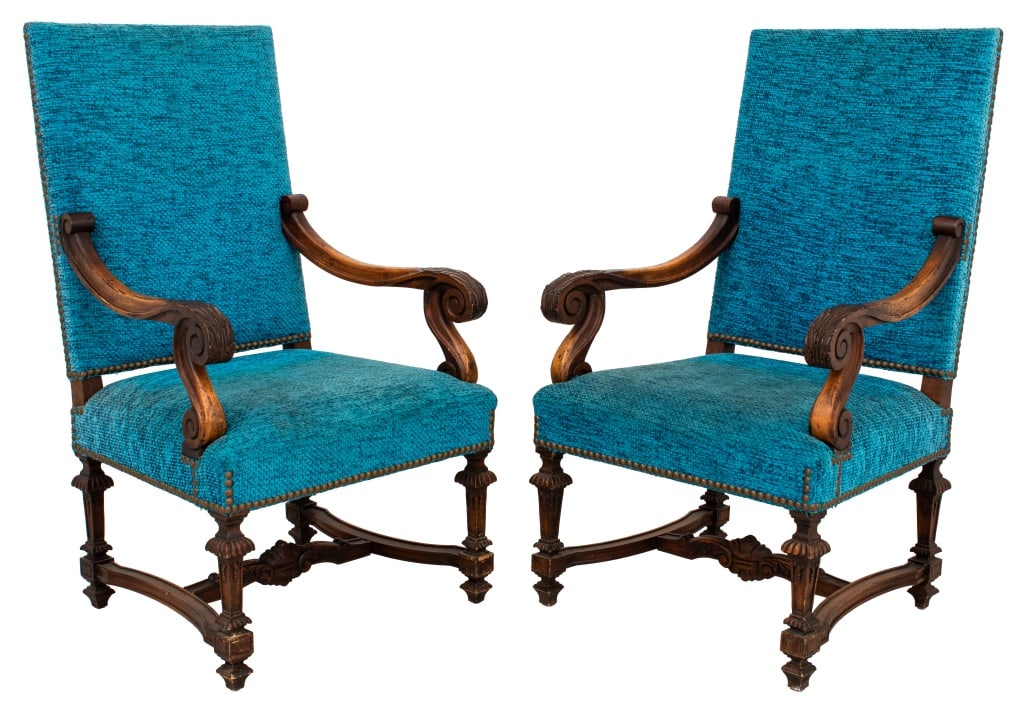 Regence Style Walnut Fauteuils, Pair (1 of 14)