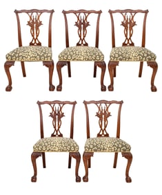 Chippendale Style Mahogany Dining Chairs, 5