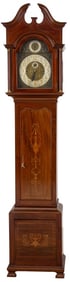 American Mahogany Marquetry Tall Case Clock
