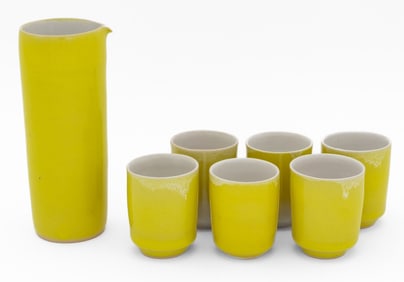 Rupert Spira Yellow Glazed Stoneware Sake Set, 7