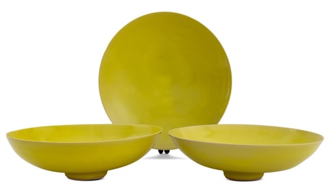 Rupert Spira Yellow Glazed Stoneware Bowls, 3