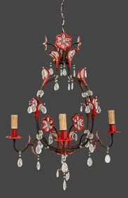 Mid-Century Enameled Floral Form Chandelier