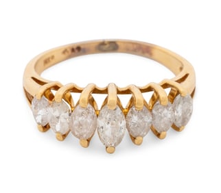 14K Yellow Gold Marquise Diamond Band