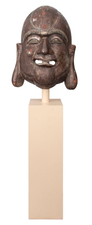 Monumental Buddha Mask on Karl Springer Pedestal (1 of 14)