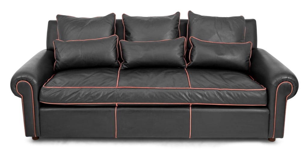 Modern Black Leather Three-Seat Sofa (1 of 4)