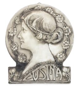 Ernst Wahliss "Cusina" Painted Ceramic Wall Plaque