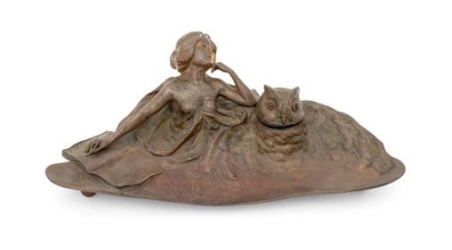 Franz Xavier Bergmann Figural Bronze Inkwell
