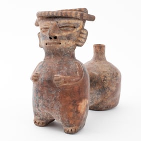 Vicus Pre-Columbian Figural Double Whistling Jar