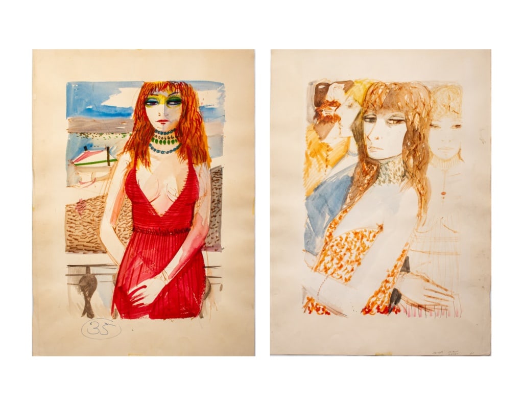 Charles Levier Figural Double-Sided Watercolor (1 of 13)