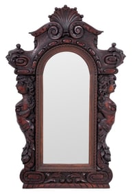 Baroque Style Carved Walnut Mirror