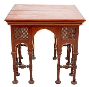 Syrian Bone Inlaid Walnut Lamp Table