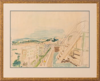 Joseph Zaritsky "Tel Aviv Coast" Watercolor, 1942