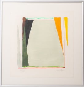 Larry Zox Abstract Composition in Mint Pochoir