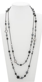 David Yurman Sterling Hematite Onyx Bead Necklace