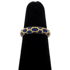 Tiffany 18K Yellow Gold Blue Enamel Ring