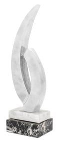 Modern Abstract Chrome and Marble Sculpture