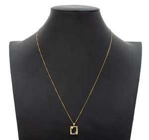 14K Yellow Gold Diamond Sapphire Pendant Necklace