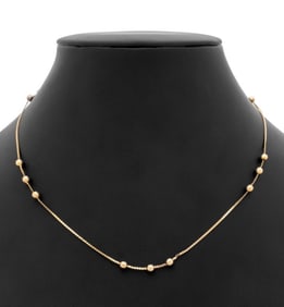 14K Yellow Gold Bead Necklace