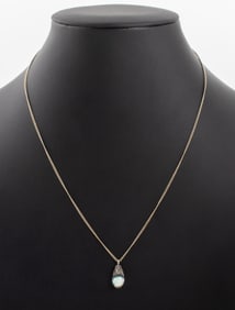 Sterling Silver 14K Gold Floating Opal Necklace