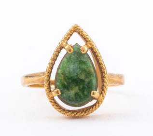 10K Yellow Gold Moss Agate Ring