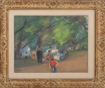 Josef Foshko Picnic Scene Watercolor on Paper