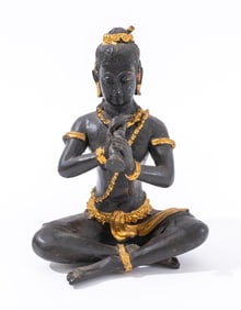Thai Parcel Gilt Bronze Figural Sculpture