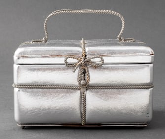 Judith Leiber Silver-Tone Leather Clutch