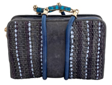 Perez Sanz Blue Leather Handbag