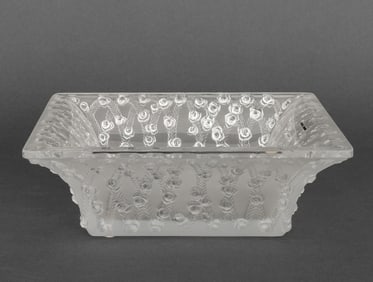 Lalique Roses Square Centerpiece Bowl