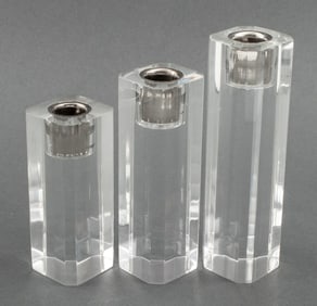 Modern Graduated Lucite Graduated Candlesticks, 3