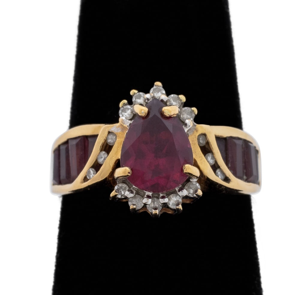 14K Yellow Gold Garnet Diamond Ring (1 of 6)