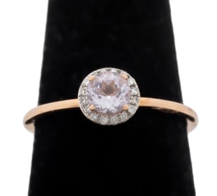 14K Rose Gold Amethyst Diamond Ring