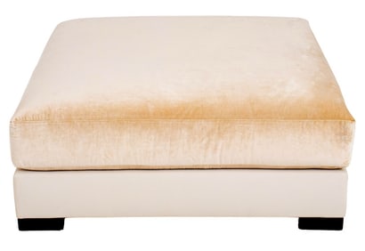 Donghia Large Square Cream Velours Ottoman